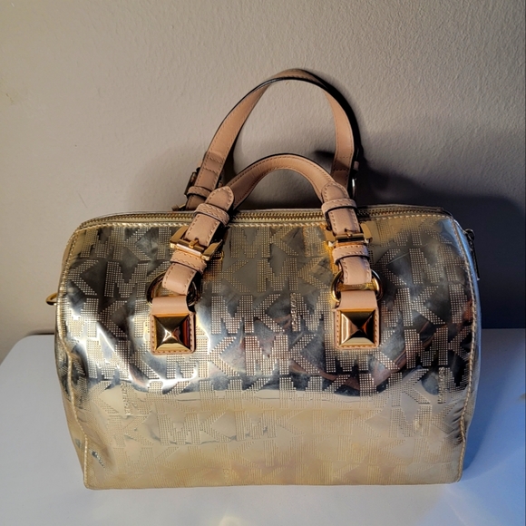 Michael Kors Grayson Large Satchel Mirror Metallic purse - Picture 1 of 8
